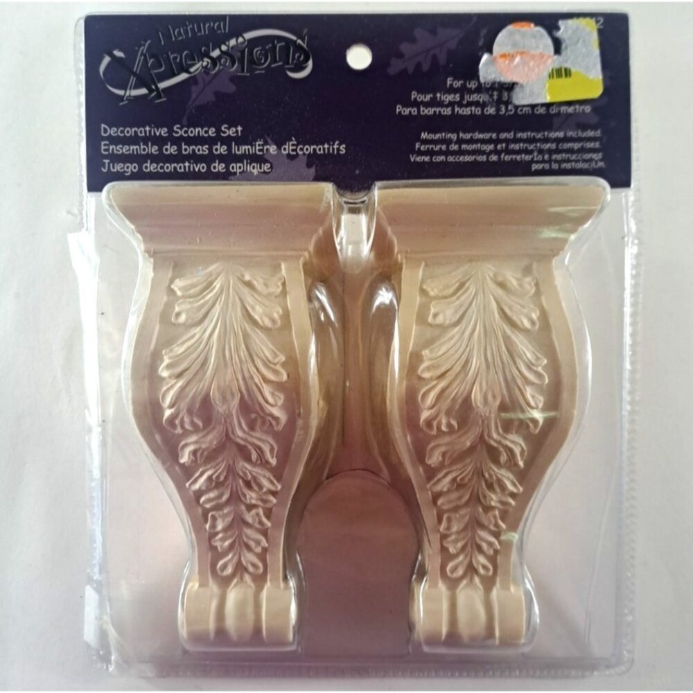 NEW Curtain Drapery Rod End Holder Sconce Pair Beige Bracket Elegant